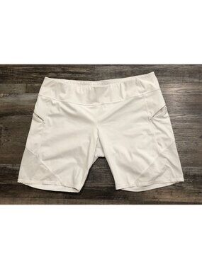 Athleta Contender Bike Shorts Womens 2X White Stretch 9" Inseam
